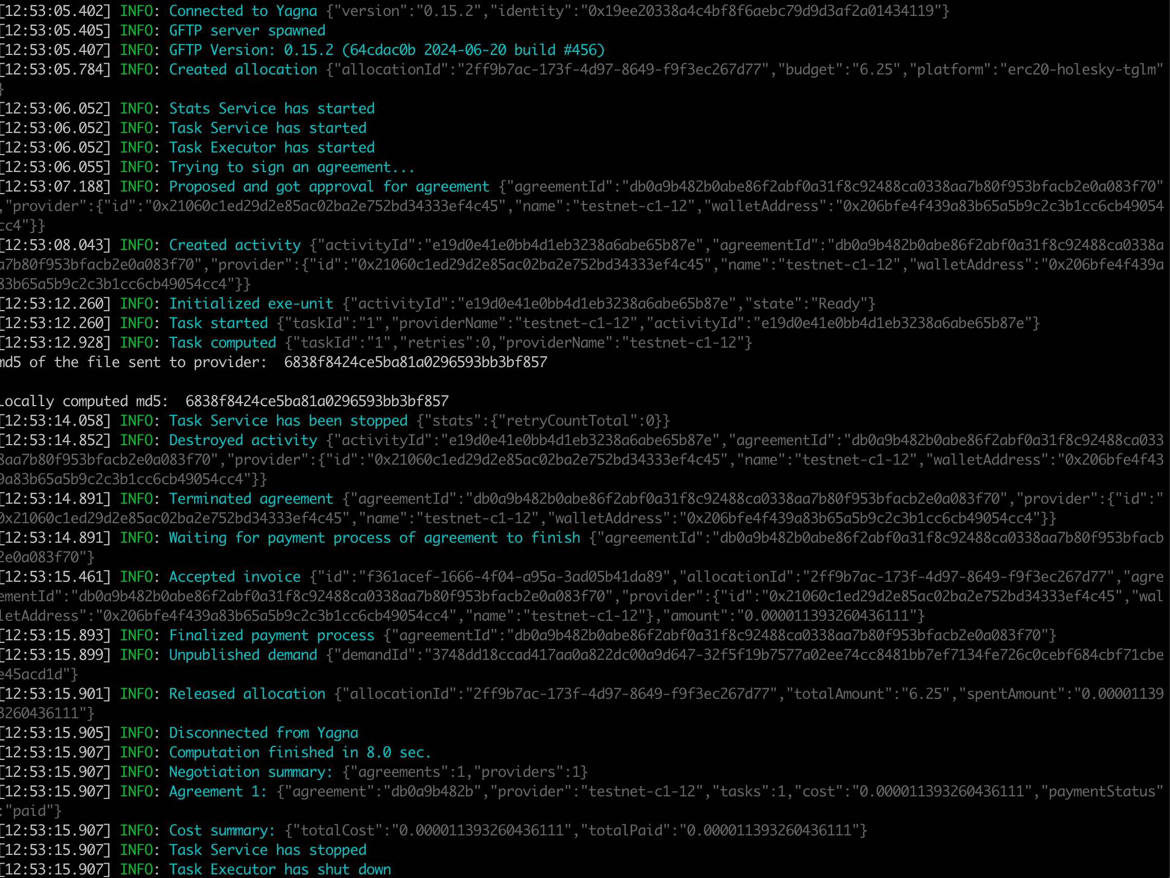 Uploadfile output log